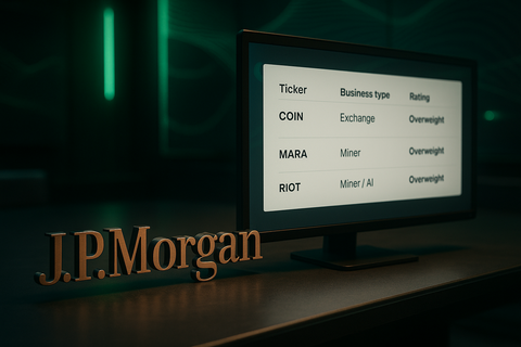 J.P. Morgan Naikkan Rating Saham Kripto COIN, MARA, dan RIOT ke “Overweight”
