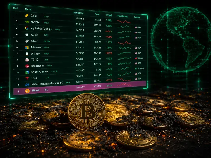 Bitcoin Terlempar dari Top 10 Aset Terbesar di Dunia, Kini Peringkat 13