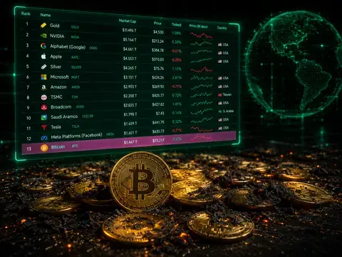 Bitcoin Terlempar dari Top 10 Aset Terbesar di Dunia, Kini Peringkat 13